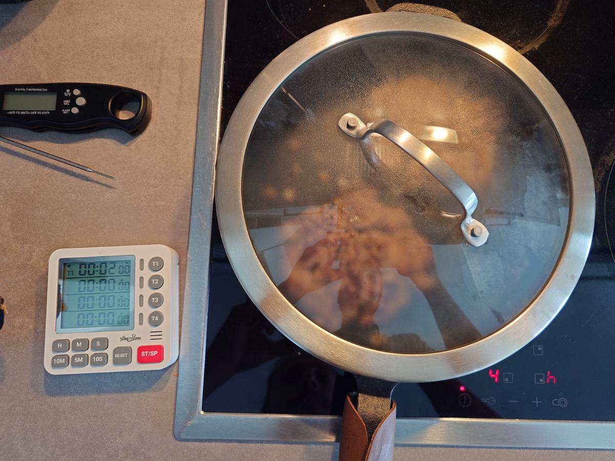 The lid on and the heat dropped low