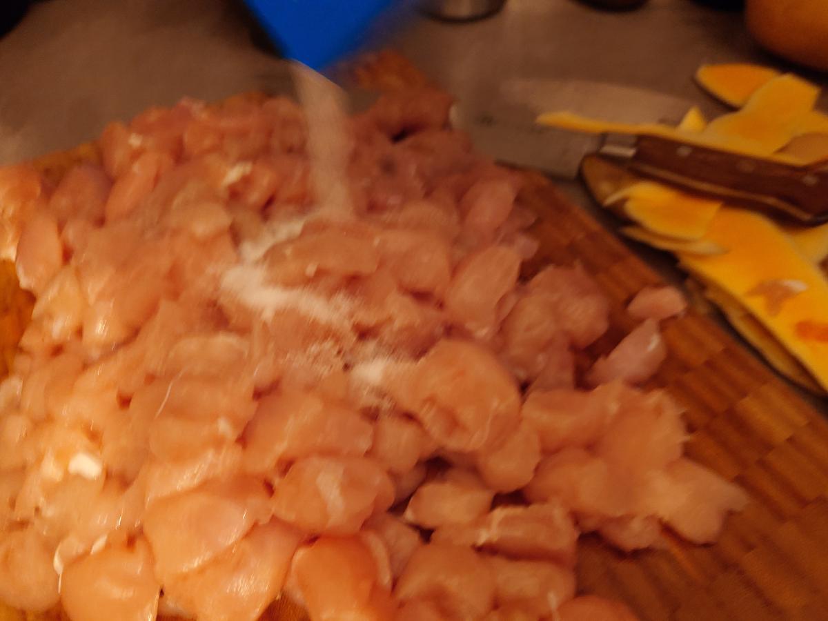 Salt going over the cut chunks