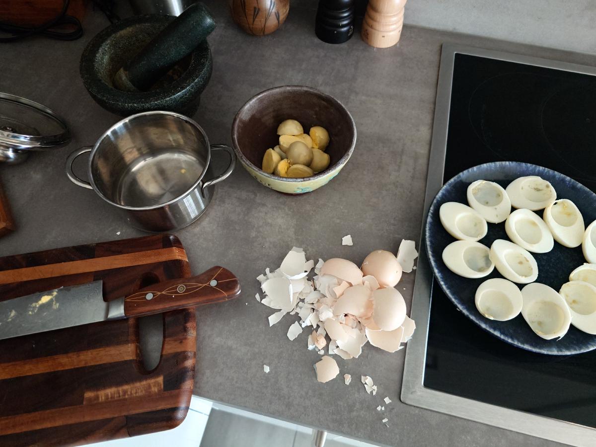 The whites laid out on the plate