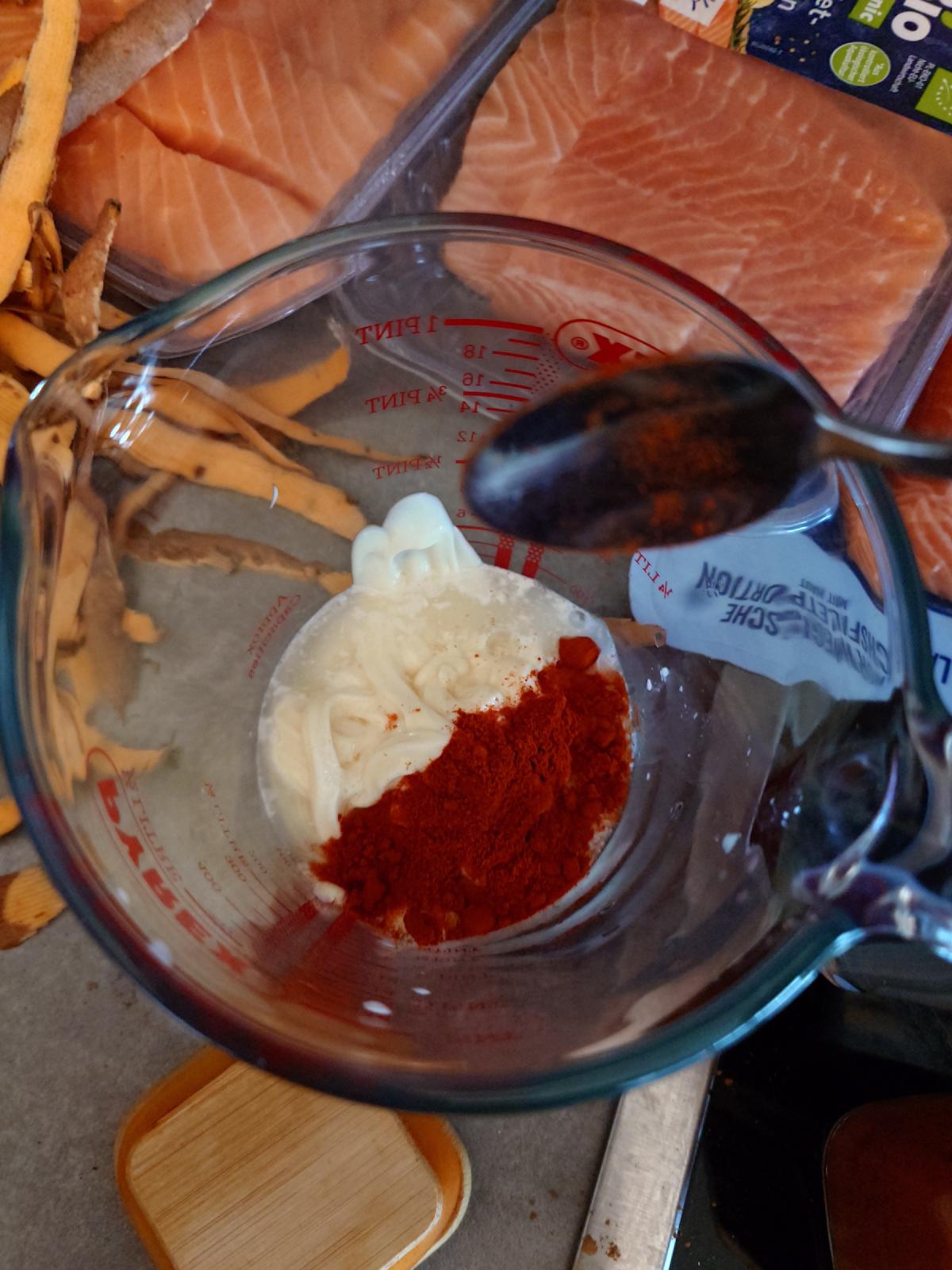 Smoked paprika spooned on top