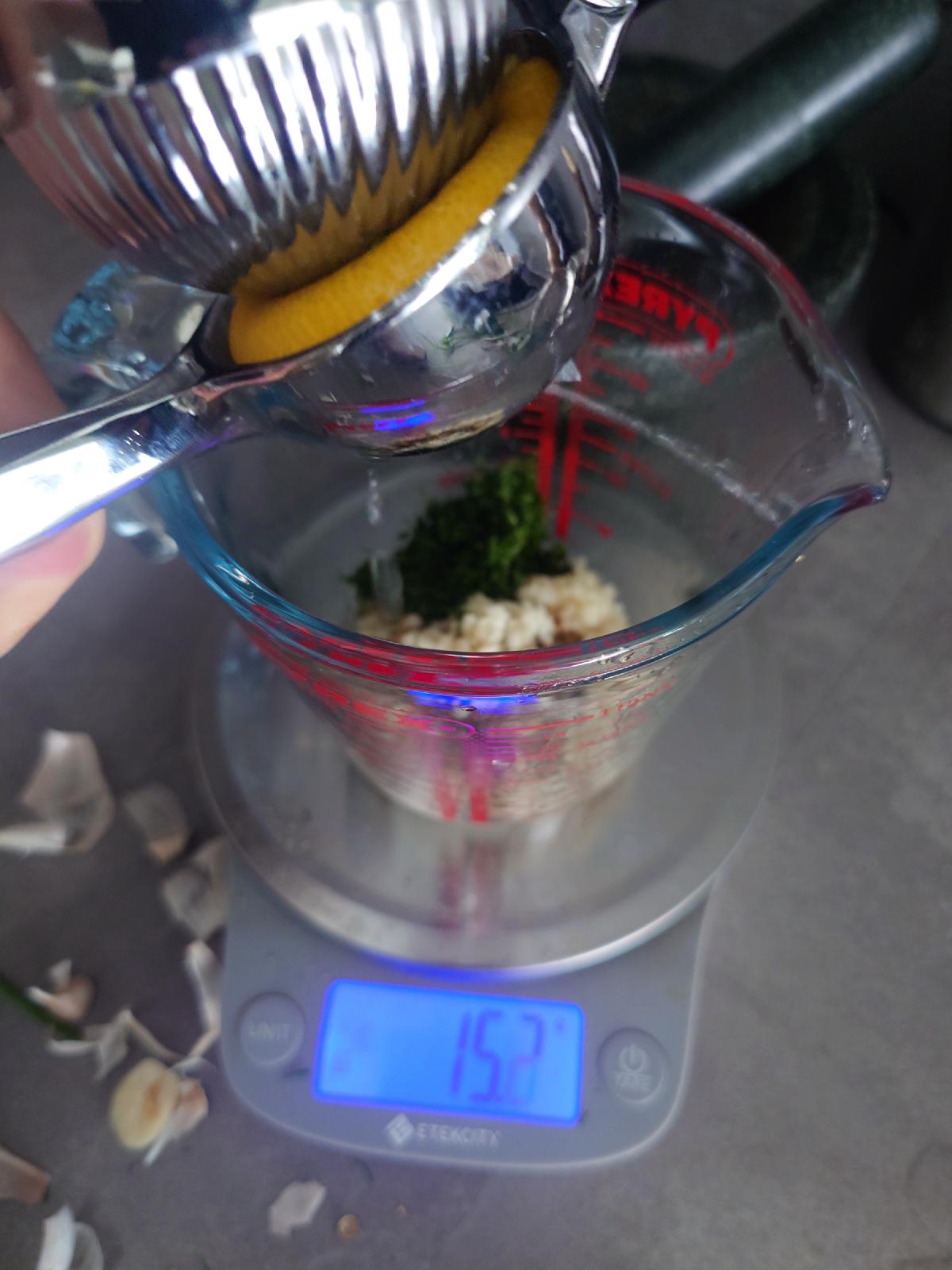 Lemon juiced into the jug