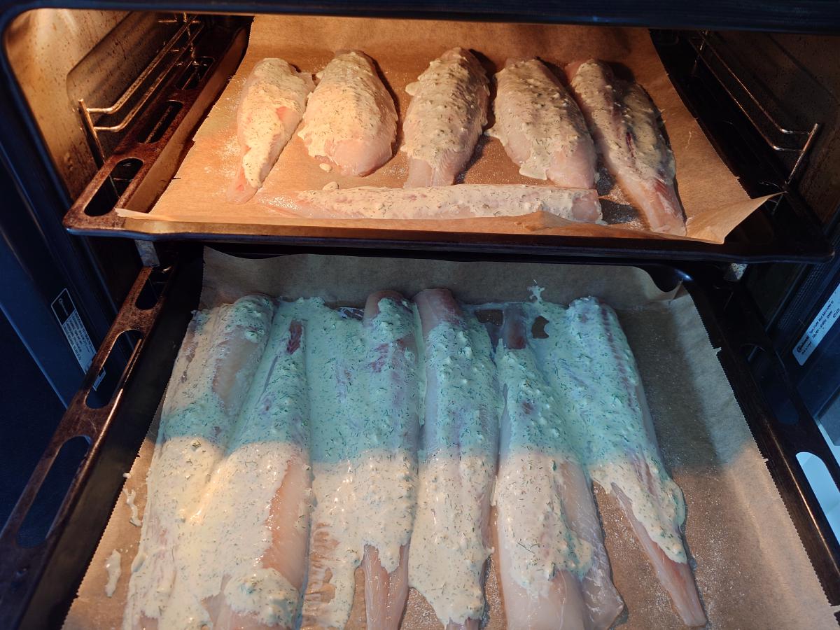 Both trays in the oven