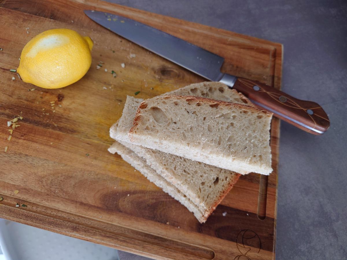 Sourdough sliced thick on the board
