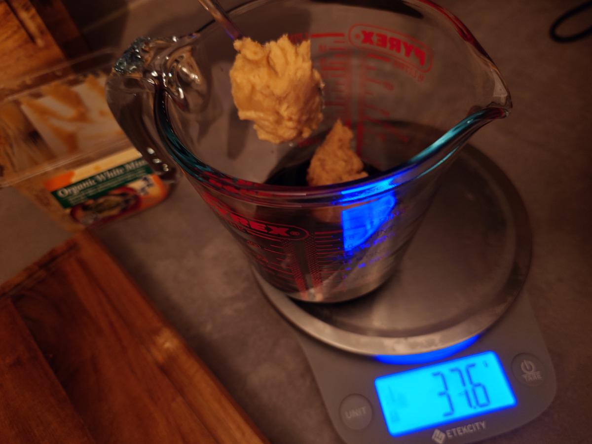 White miso spooned in from its tub