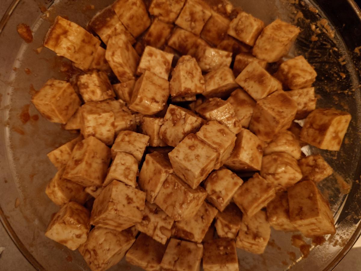 The cubes tossed, every face coated