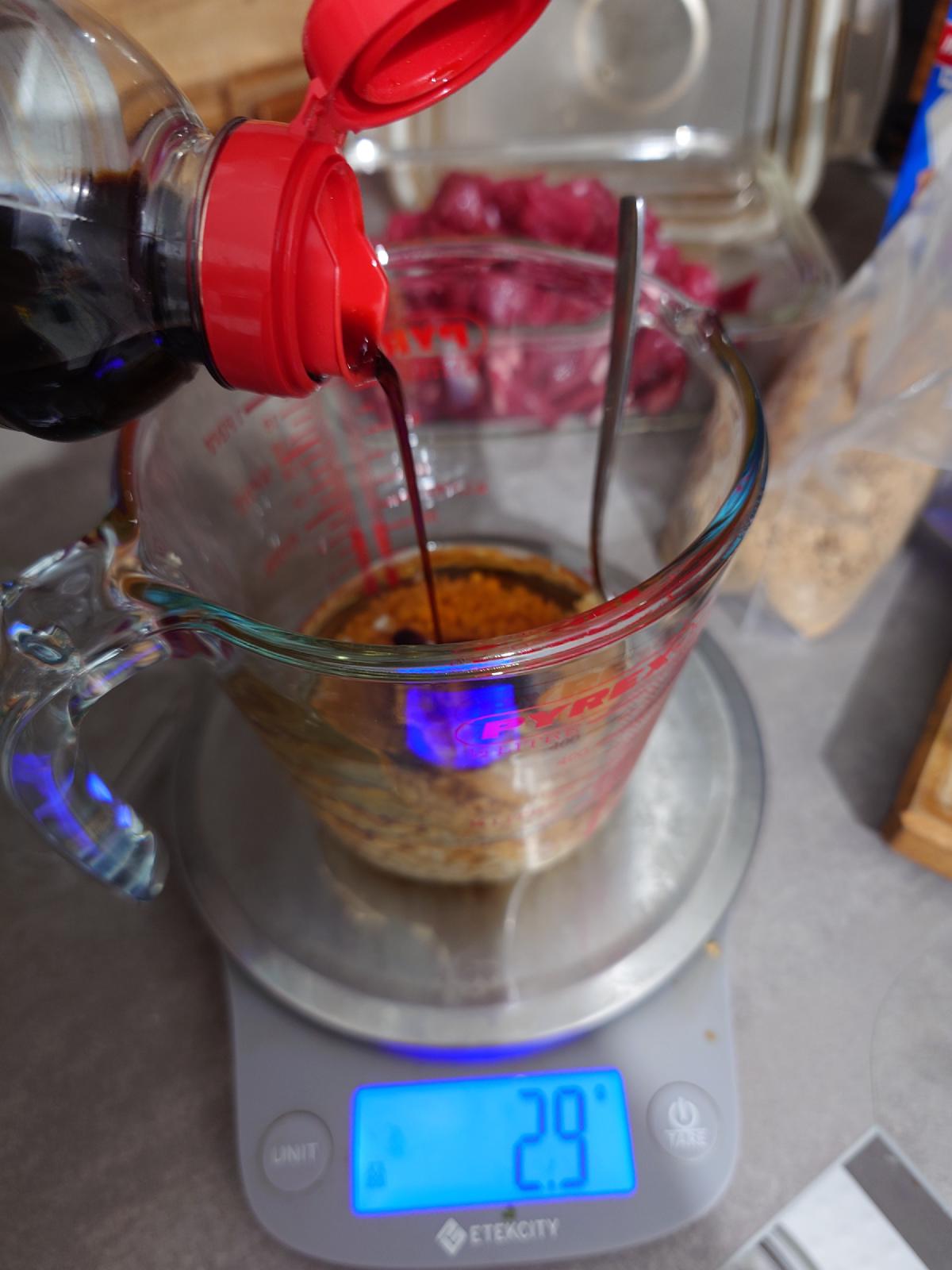 Soy sauce poured in