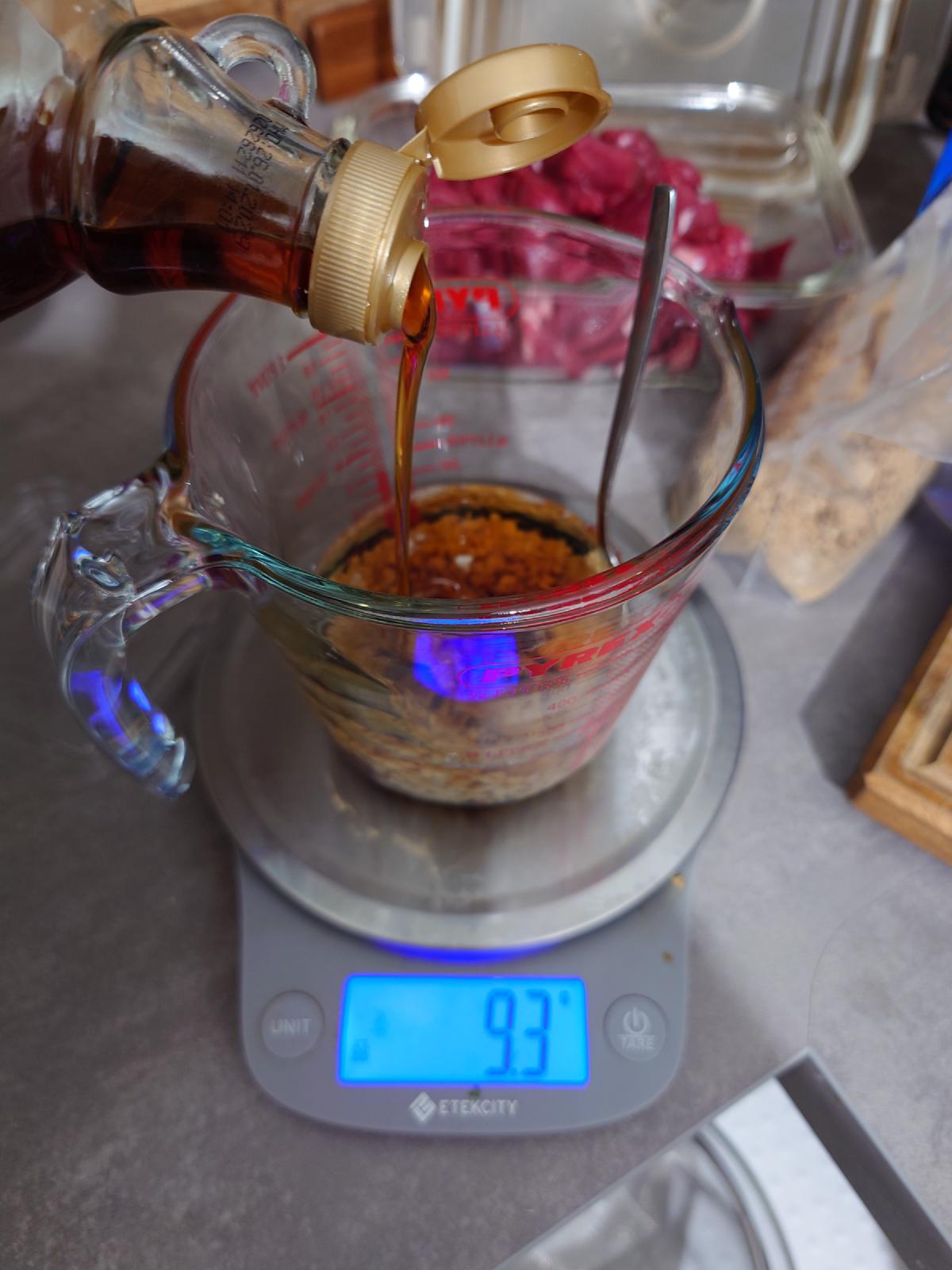 Maple syrup poured in