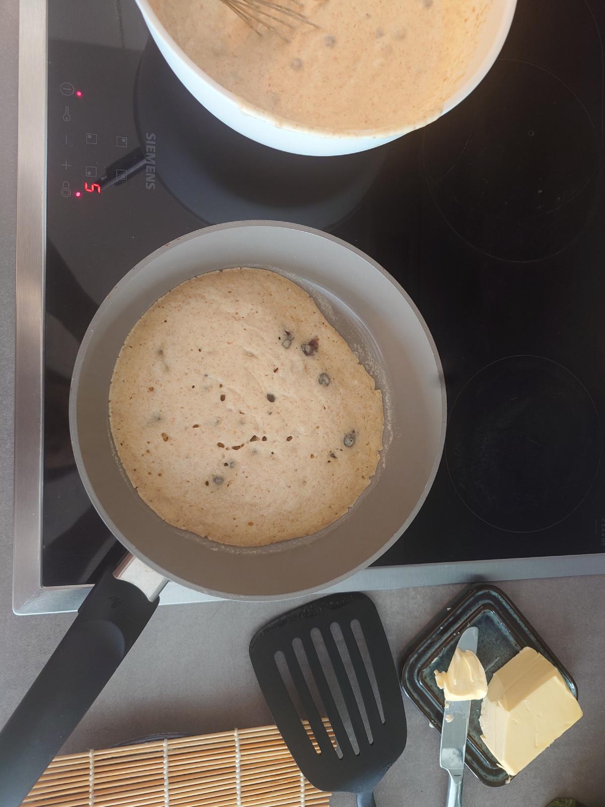 The first pancake pale and stuck ahead of the flip
