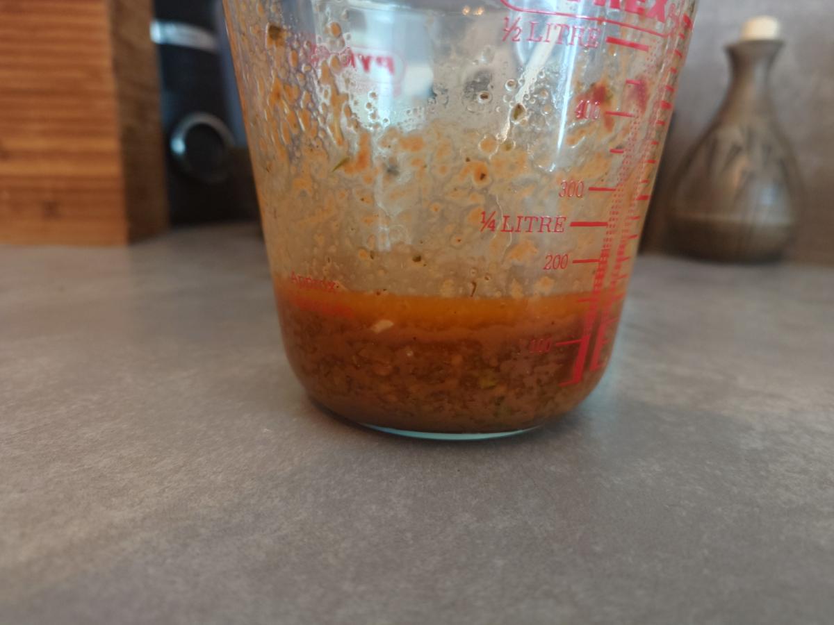 The dressing settled after standing, still some separation