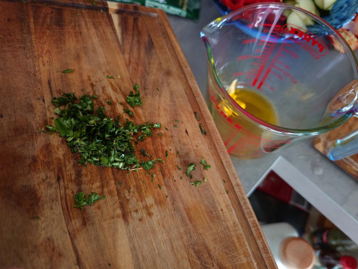 The herbs chopped fine