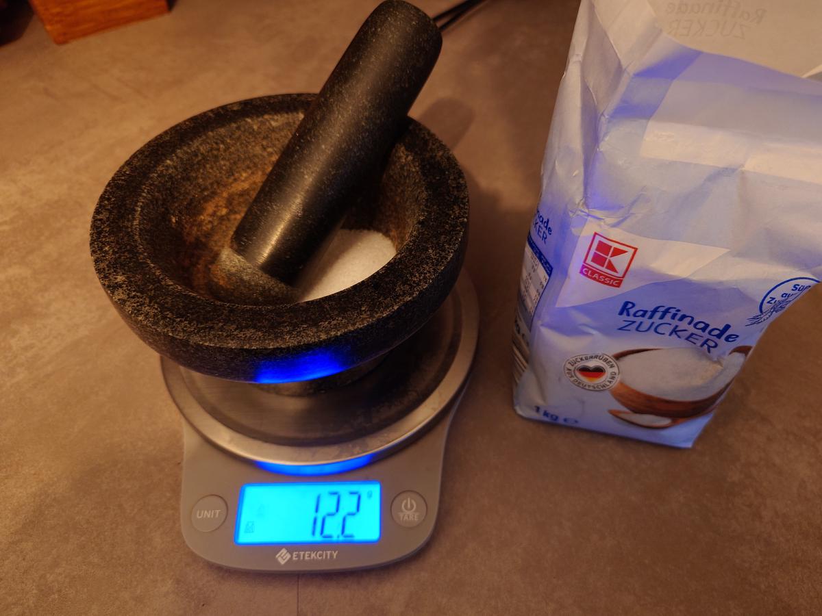 Sugar added on top of the salt