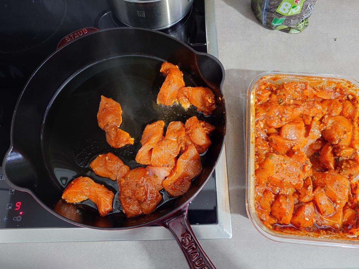 A few pieces in a very hot pan