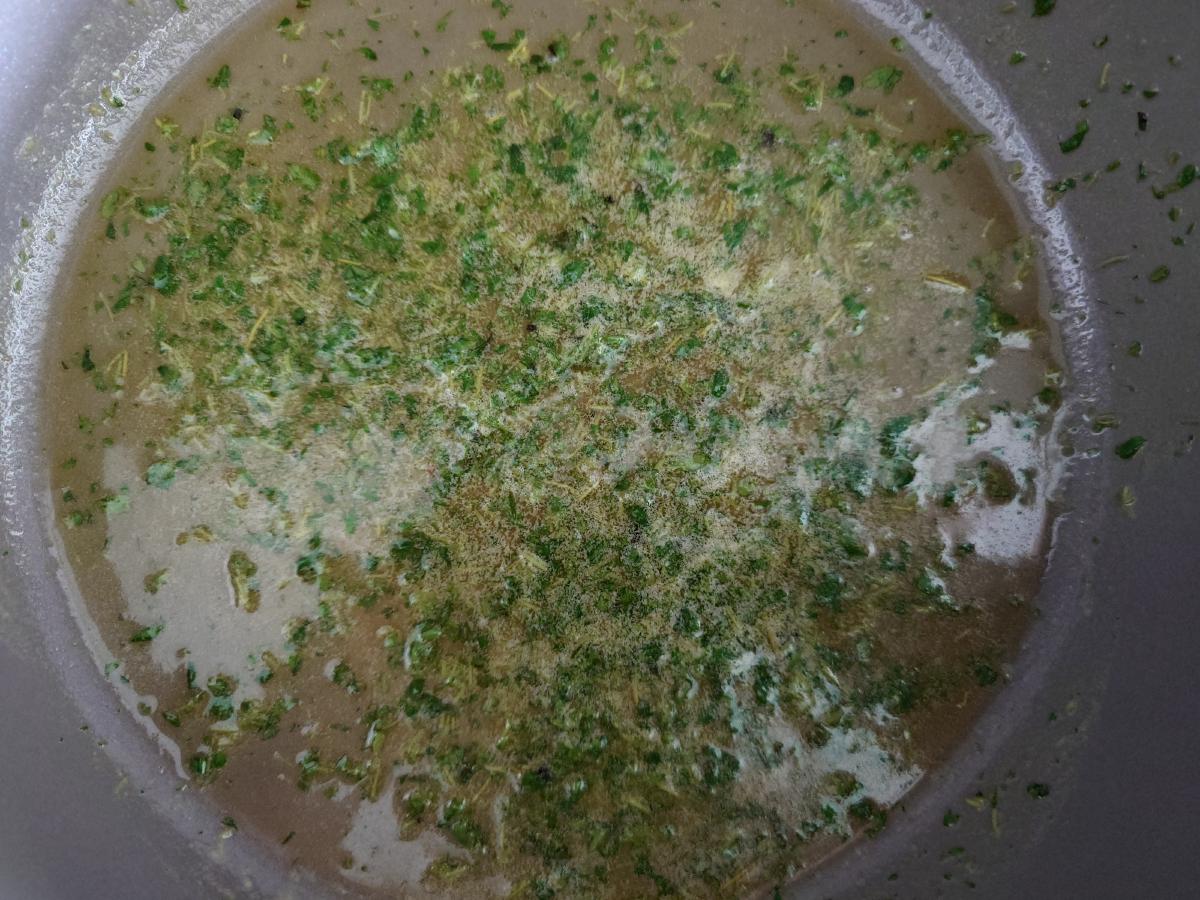 Thyme steeping in the melted butter